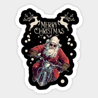 Santa Celebrate Christmas With Motorcycle Sticker